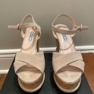 Prada cork wedge heels